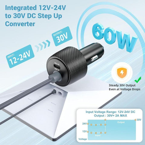 For Starlink 12-24V 2 in 1 Car Cigarette Lighter Interface Charger