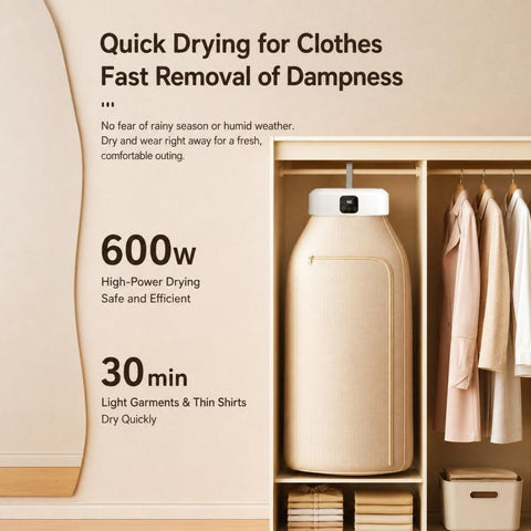 Portable Clothes Dryer 600W Folding Clothes Drying Machine With UV & Heat Sterilization, EU Plug, US Plug, UK Plug