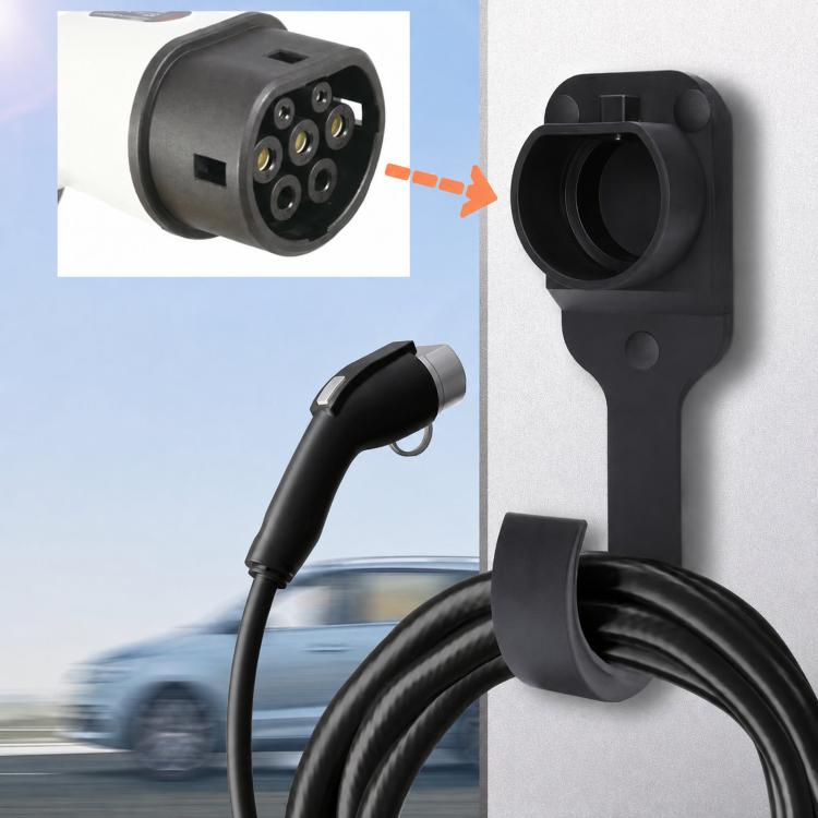 Type 2 EV Charger Holder Wall Mount IEC 62196-2 Electric Vehicle Cable Holder & Charger Holster Dock