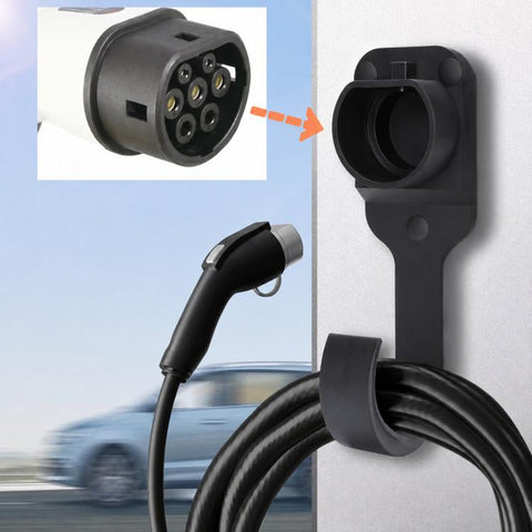 Type 2 EV Charger Holder Wall Mount IEC 62196-2 Electric Vehicle Cable Holder & Charger Holster Dock
