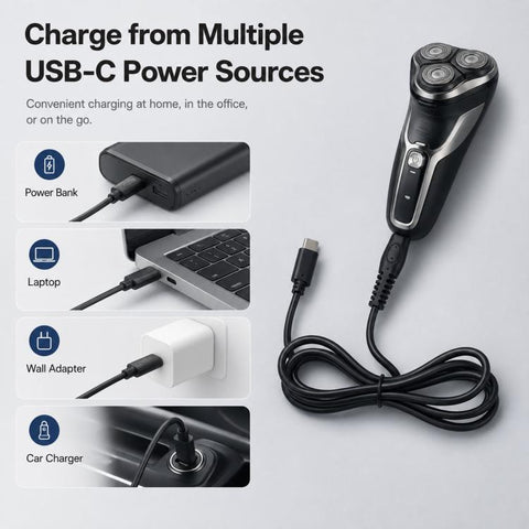 USB-C/Type-C Shaver Charging Cable For Philips Norelco 1000 Series S1113 / S1115 / S5831, 1000 Series Type-C