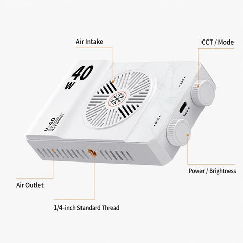 V-40 Portable 40W LED Video Light 2500K-9000K CRI 96+ Rechargeable Pocket Photography Light Panel, V-40