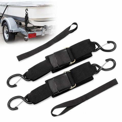 Boat Transom Tie Down Straps Kit 1200 lbs Heavy Duty Quick Release Marine Trailer Straps, Without Lock S Hook, With Lock S Hook