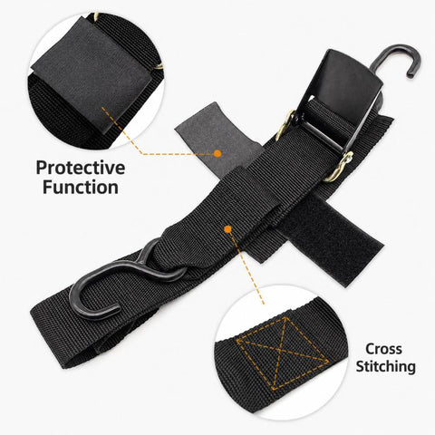 Boat Transom Tie Down Straps Kit 1200 lbs Heavy Duty Quick Release Marine Trailer Straps, Without Lock S Hook, With Lock S Hook