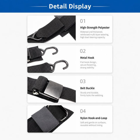Boat Transom Tie Down Straps Kit 1200 lbs Heavy Duty Quick Release Marine Trailer Straps, Without Lock S Hook, With Lock S Hook