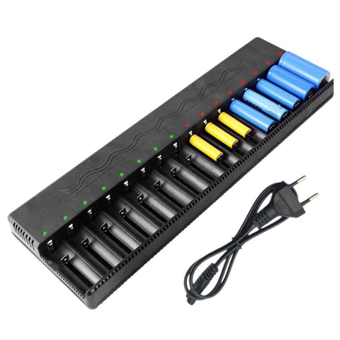 3.7V-4.2V 16-Slot Smart Lithium Battery Charger For 26650 / 18650 / 21700 Batteries, US Plug, EU Plug