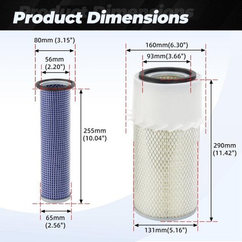 Engine Air Filter Kit For Bobcat 753 / 763 / S175 / 641 Excavator 325 / 328 Replaces 6598362 6598492
