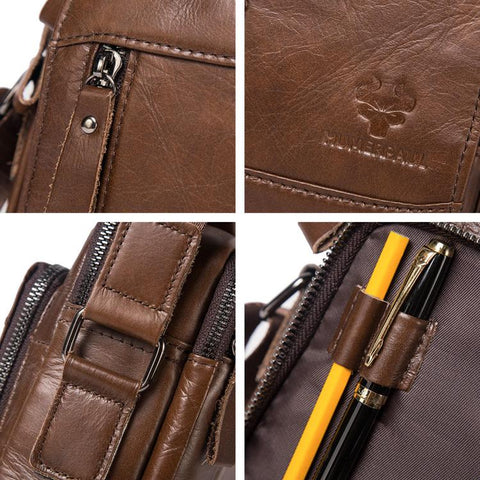 HUMERPAUL MH664 Large-Capacity Leather Vintage Shoulder Bag Men Multifunctional Crossbody Bag