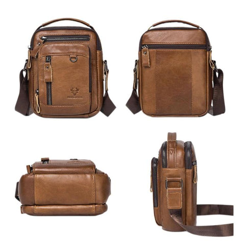 HUMERPAUL MH664 Large-Capacity Leather Vintage Shoulder Bag Men Multifunctional Crossbody Bag