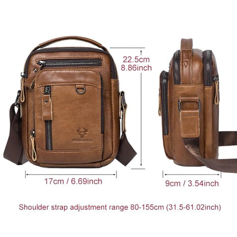 HUMERPAUL MH664 Large-Capacity Leather Vintage Shoulder Bag Men Multifunctional Crossbody Bag