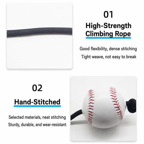 Baseball Hitting Trainer Rope 300cm Solo Softball Batting Tether Swing Trainer, Standard Version, with Foam Sleeves