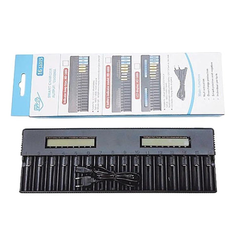 HD-5885 16-Slot Multifunctional LCD Lithium Battery Charger For 26650 / 21700 / 18650 Batteries, US Plug, EU Plug