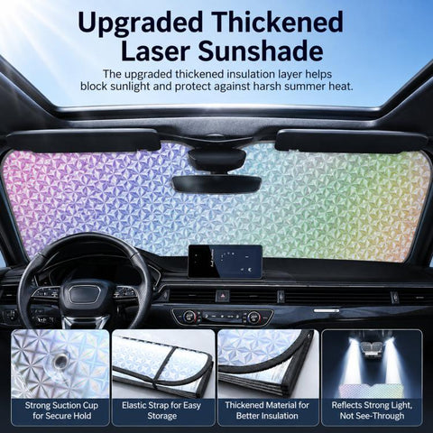 Car Windshield Laser-Etched Thickened Foldable Sunshade, 140x70cm, 130x60cm, 130x70cm, 140x75cm, 150x80cm
