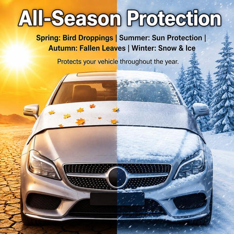 Car Windshield Rain Gutters Prevent Leaf Bird Droppings Dust Cover, Front Aluminum Tint, Front Polyester Taffeta