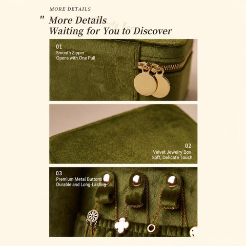 Velvet Travel Jewelry Box 2-Layer Portable Jewelry Organizer Case with Double Zipper, Removable Tray