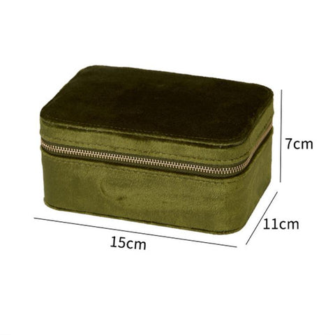 Velvet Travel Jewelry Box 2-Layer Portable Jewelry Organizer Case with Double Zipper, Removable Tray
