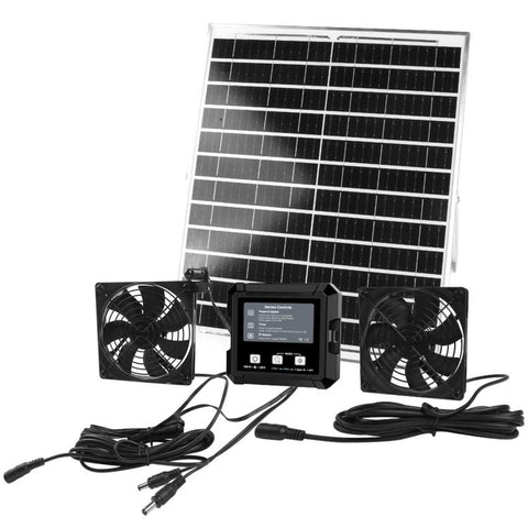 Solar-Powered Chicken Coop Cooling System Dual Fans Automatic Light-Sensor Start/Stop + Adjustable Timer