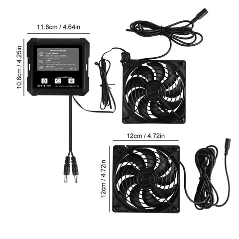 Solar-Powered Chicken Coop Cooling System Dual Fans Automatic Light-Sensor Start/Stop + Adjustable Timer