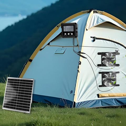 Solar-Powered Chicken Coop Cooling System Dual Fans Automatic Light-Sensor Start/Stop + Adjustable Timer