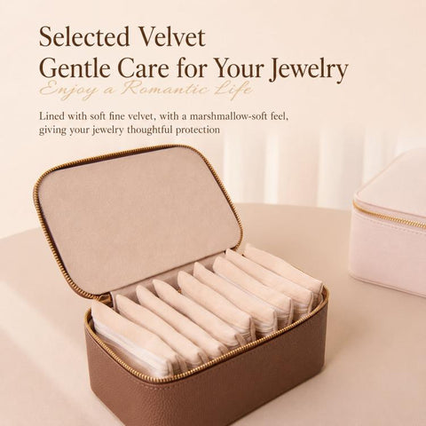 Jewelry Organizer Box with 12pcs Clear Zipper Pouches PU Leather Jewelry Storage Case