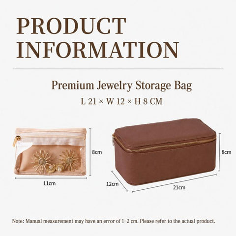 Jewelry Organizer Box with 12pcs Clear Zipper Pouches PU Leather Jewelry Storage Case