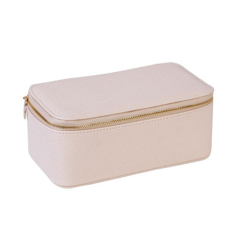 Jewelry Organizer Box with 12pcs Clear Zipper Pouches PU Leather Jewelry Storage Case