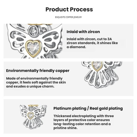 Hollowed-Out Guardian Angel Copper-Plated White Gold DIY Beaded, YIC283