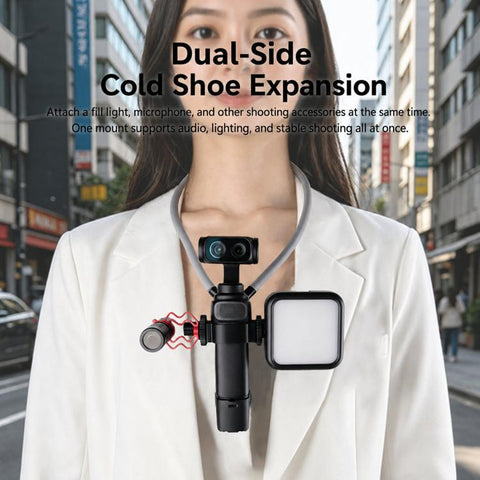 For Insta360 Luna Pro / Ultra Dual Cold Shoe Expansion Cage, Only Cage, Neck Mount Set
