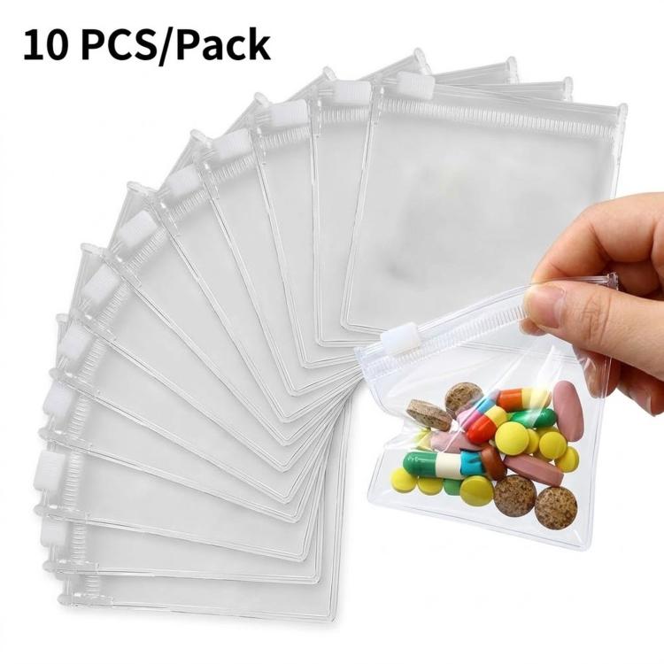Clear Reusable Pill Pouches 3.14 Inch Small Plastic Slider Bags for Daily Vitamins, Jewelry & Craft Storage, 10 PCS/Pack, 20 PCS/Pack
