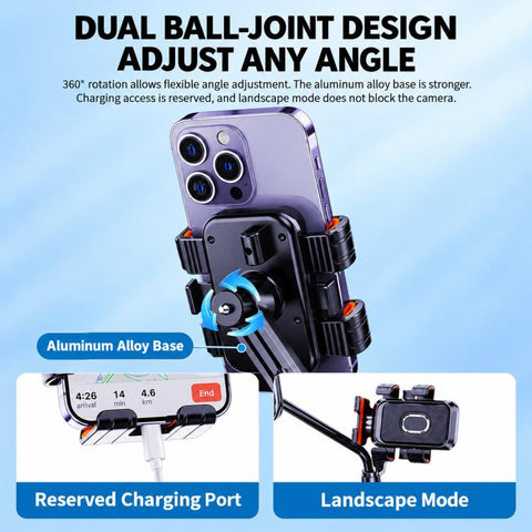 Electric Motorcycle Shake-Stabilized Navigation Phone Holder, Handlebar, Rearview Mirror