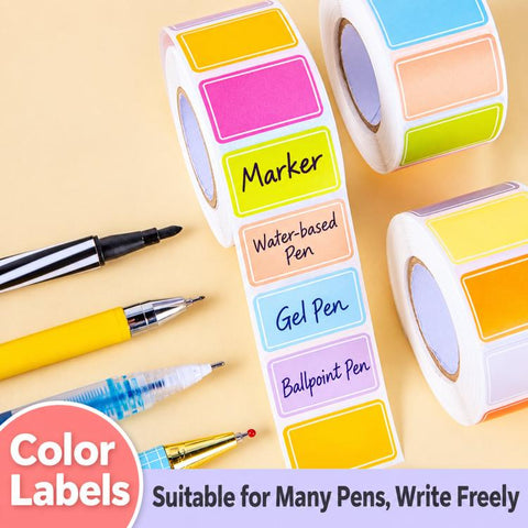 Coding Label Sticker Writable Waterproof Rectangle Sticky Labels, 500 Labels/Roll Colorful, 500 Labels/Roll Light Color, 400 Labels/Roll Large, 800 Labels/Roll Macaron