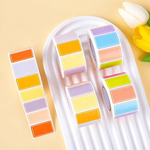 Coding Label Sticker Writable Waterproof Rectangle Sticky Labels, 500 Labels/Roll Colorful, 500 Labels/Roll Light Color, 400 Labels/Roll Large, 800 Labels/Roll Macaron