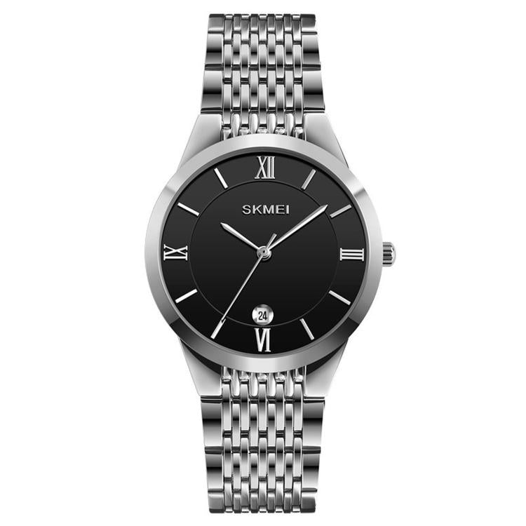 SKMEI Ultra Thin Couple Quartz Watch Stainless Steel 30M Waterproof Date Wristwatch