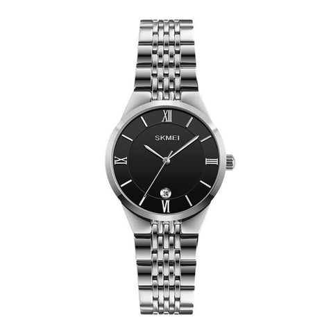 SKMEI Ultra Thin Couple Quartz Watch Stainless Steel 30M Waterproof Date Wristwatch