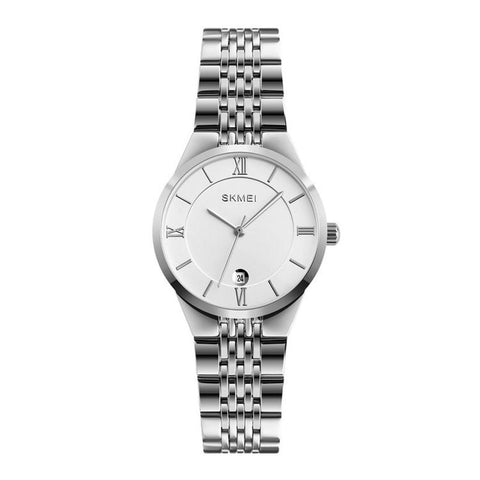 SKMEI Ultra Thin Couple Quartz Watch Stainless Steel 30M Waterproof Date Wristwatch