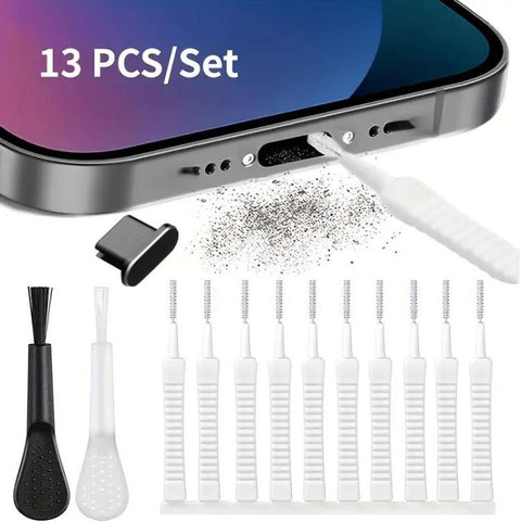 Phone Charging Port Cleaning Kit with Dust Plug Mini Nylon Spiral Brushes, 13 In 1 8 Pin Type, 14 In 1 8 Pin Type, 13 In 1 USB-C/Type-C Type, 14 In 1 USB-C/Type-C Type