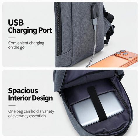 REMOID 26090 Men Business Laptop Backpack Slim Travel Work Bag With USB Charging Port