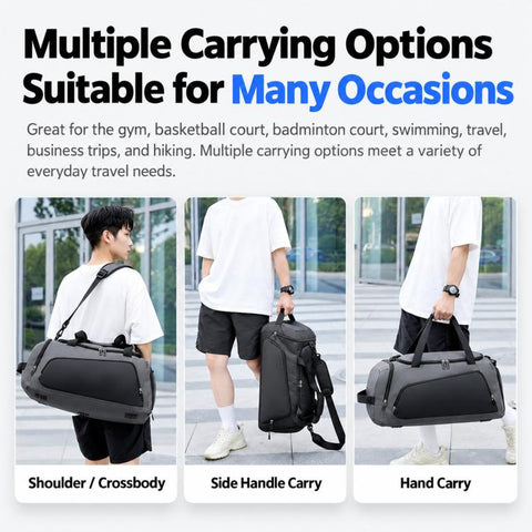 REMOID T17 Large Gym Duffle Bag Sports Travel Bag With Shoe Compartment Wet Pocket Holdall Backpack