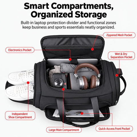 REMOID T26 Large Gym Duffle Bag Travel Backpack Convertible Sport Shoulder Bag With Shoe Compartment Wet Pocket