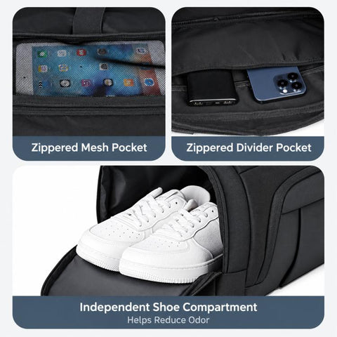REMOID T26 Large Gym Duffle Bag Travel Backpack Convertible Sport Shoulder Bag With Shoe Compartment Wet Pocket
