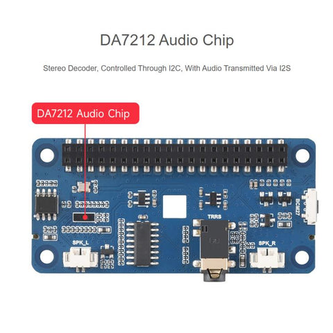 Waveshare DA7212 I2S Audio HAT Type B For Raspberry Pi Onboard Speaker Headers And EEPROM Chip