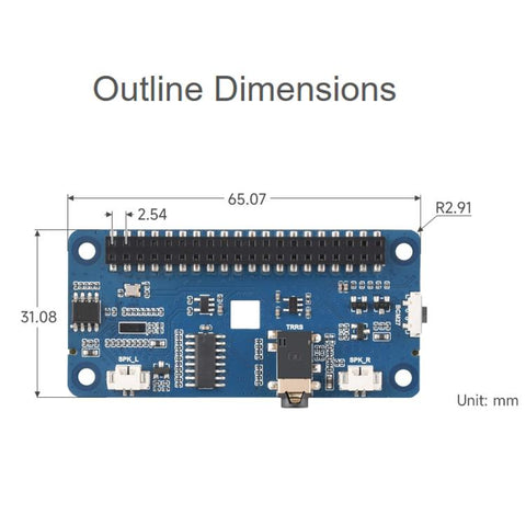 Waveshare DA7212 I2S Audio HAT Type B For Raspberry Pi Onboard Speaker Headers And EEPROM Chip