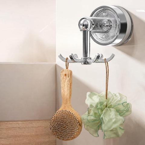 Home Use No Drill Kitchen Rotating Hook Suction Cup Wall Mount Pot Spoon Storage Rack