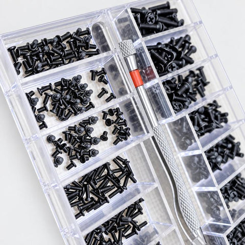 630 PCS/Box Micro Screws Kit Carbon Steel M1.2 / M1.4 / M2.0 Small Screws Set with Screwdriver