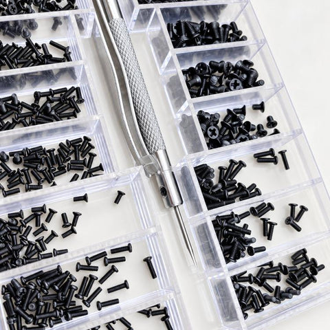 630 PCS/Box Micro Screws Kit Carbon Steel M1.2 / M1.4 / M2.0 Small Screws Set with Screwdriver