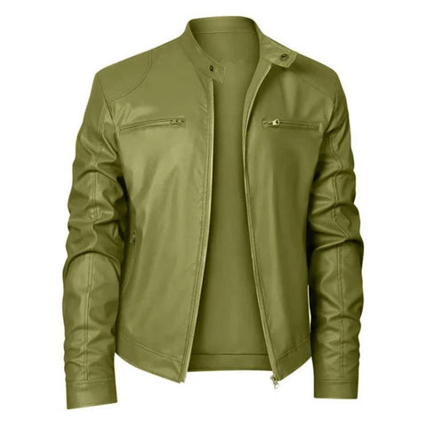 Winter Motorcycle Multi-Pocket PU Jacket With Stand-Up Collar Zip-Up Gesign, 4XL, 5XL