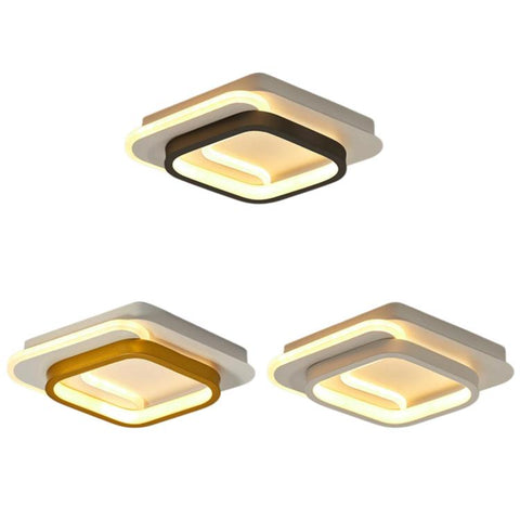 LED Flush-Mount Ceiling Light with Three-Color Dimming For Hallways and Entryways, Square Model A Black, Square Model A Gold, Square Model A White