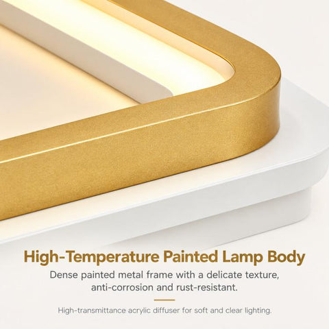 LED Flush-Mount Ceiling Light with Three-Color Dimming For Hallways and Entryways, Square Model A Black, Square Model A Gold, Square Model A White