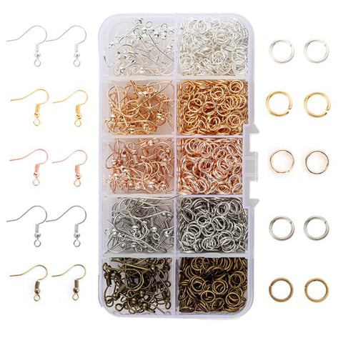 1125 PCS/Box Earring Making Kit Earring Hooks & Jump Rings Set DIY Jewelry Findings, Without Tool, With Tool