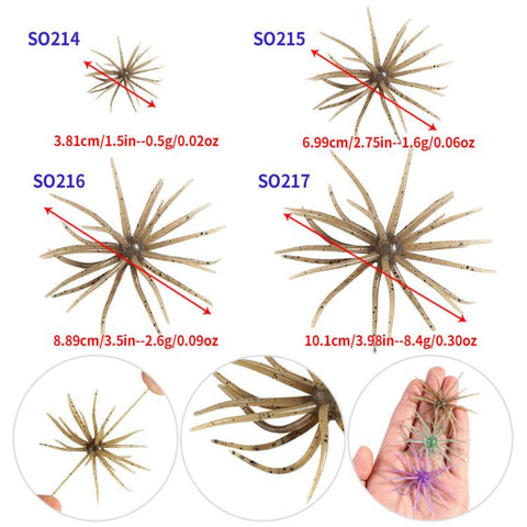 6 PCS/Pack HENGJIA Floating Sea Urchin Soft Fishing Lures Elastic TPR Bug Baits, 0.5g, 1.6g, 2.6g
